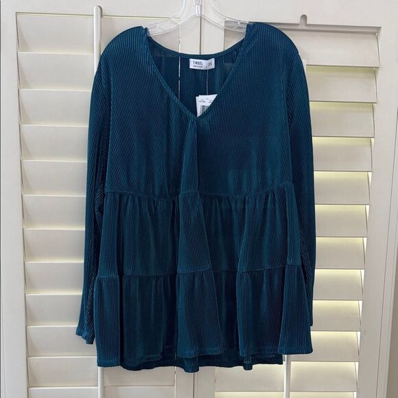 Tinsel Tops - Tinsel Teal Tiered Blouse